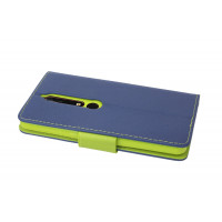 Elegante Buch-Tasche Hülle für das Nokia 6.1 (2018) in Blau Leder Optik Wallet Book-Style Cover Schale