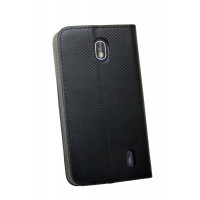 Elegante Buch-Tasche Hülle SMART für das Nokia 1 in Schwarz Leder Optik Wallet Book-Style Cover Schale