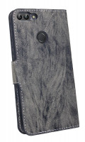 Elegante Buch-Tasche Hülle für das HUAWEI P SMART in Anthrazit Leder Optik Wallet Book-Style Cover Schale