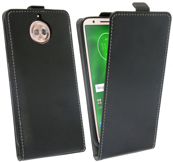 Motorola Moto G6//Klapptasche Schutztasche Schutzhülle Flip Tasche Hülle Zubehör Etui in Schwarz Tasche Hülle
