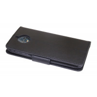 Elegante Buch-Tasche Hülle für Motorola Moto G6 in Schwarz Leder Optik Wallet Book-Style Cover Schale