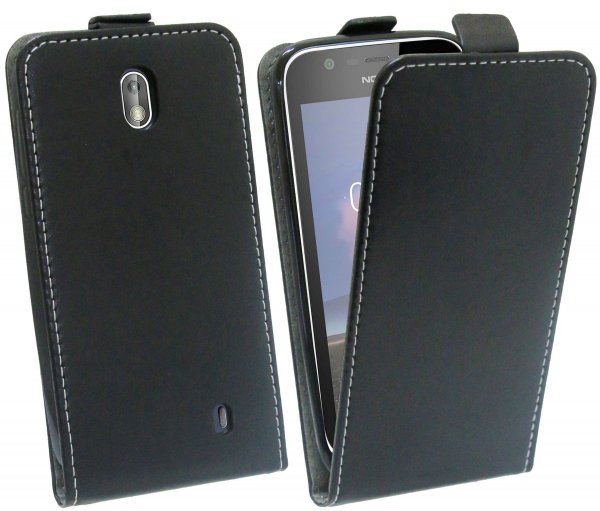 Nokia 1//Klapptasche Schutztasche Schutzhülle Flip Tasche Hülle Zubehör Etui in Schwarz Tasche Hülle