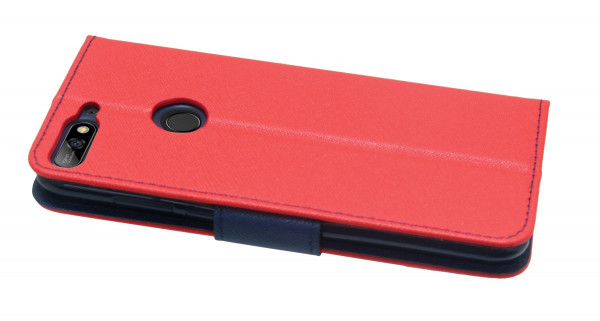 Elegante Buch-Tasche Hülle für das HONOR 7C in Rot-Blau Leder Optik Wallet Book-Style Cover Schale
