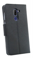 Elegante Buch-Tasche Hülle für das ALCATEL 3X (5058i) in Schwarz Leder Optik Wallet Book-Style Cover Schale