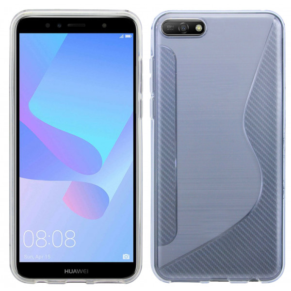 Huawei Y5 2018 // S-Line TPU SchutzHülle Silikon Hülle Silikonschale Case Cover Zubehör Bumper in Transparent @cofi1453©