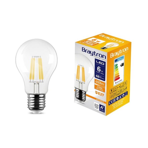 E27 Sockel| Sparsames LED Leuchtmittel Lampe Leuchte Birne Filament| 6 Watt | 600 Lumen| warmweiß (3000 K) 1 Stück