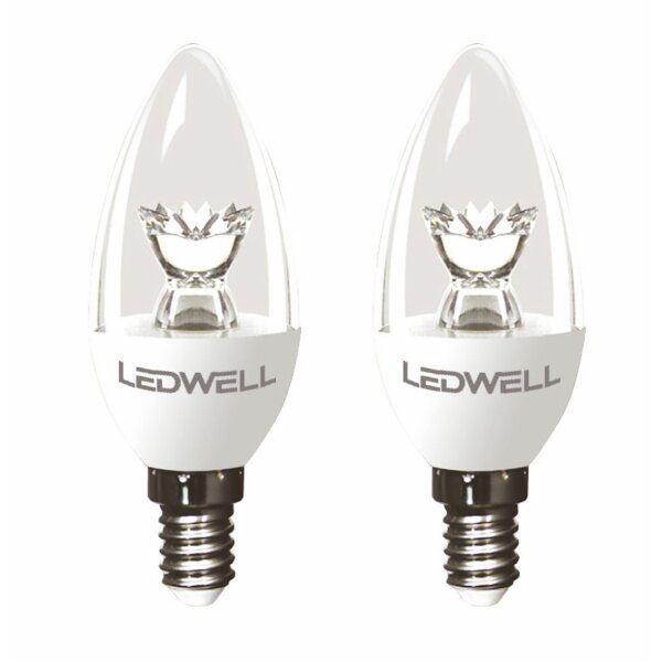 E14 5 W 2er-Set Warmweiß LED Lampe Kerze Ersetzt 50 W Birne 360 Lumen 3000 Kelvin Energiesparlampe Glühlampe Energieklasse A+