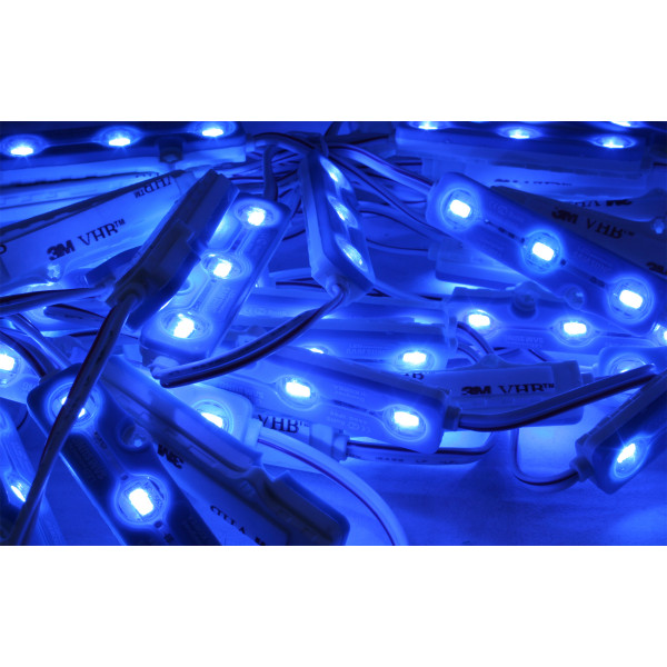 50x Stück Samsung 3-LED Modul Blau Streifen Leiste SMD 5730 1,2W mit 3M Kleber IP67 160° Abstrahlwinkel Wasserdicht DC 12V 66*15mm Weiß