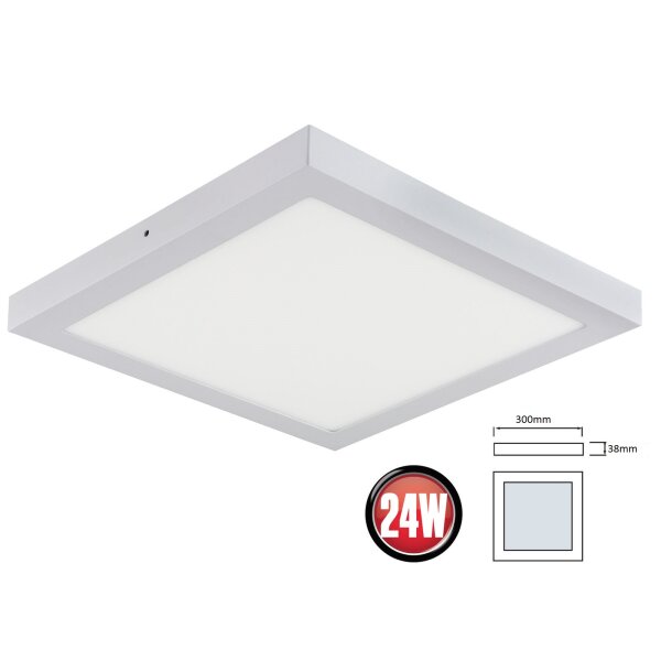 24W Warmweiß LED Panel Deckenleuchte Eckig 1850 lm