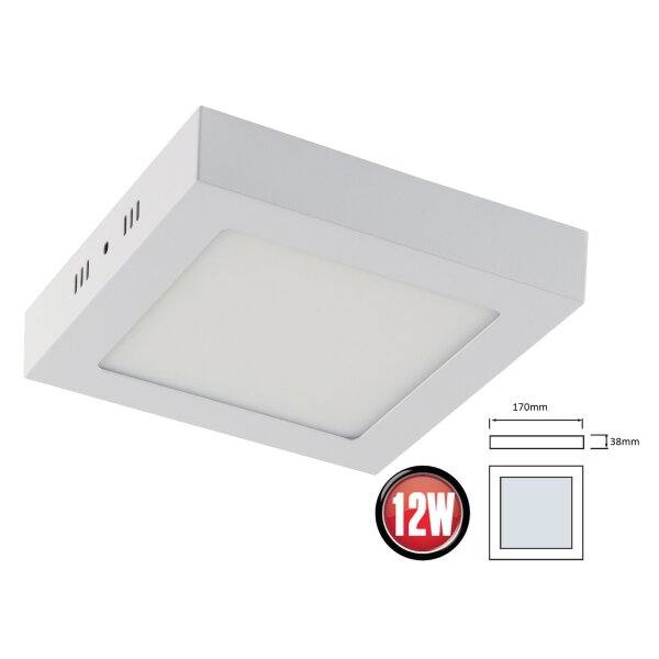 12W Warmweiß LED Panel Deckenleuchte Eckig 910 lm