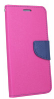 Elegante Buch-Tasche Hülle für HUAWEI Y5 2018 in Pink-Blau (2-Farbig) Leder Optik Fancy Wallet Book-Style Cover Schale