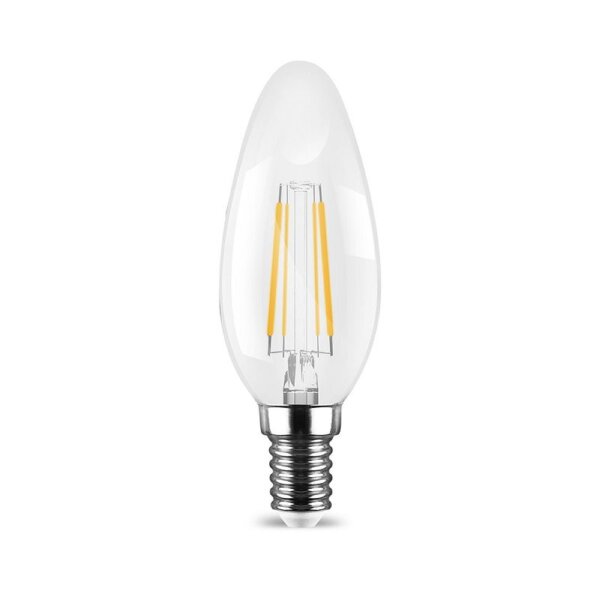 E14 Filament C35 | LED | Leuchtmittel | Lampe | Birne | Leuchte | Beleuchtung | Form: Kerze | 4W | 400 Lumen warmweiß | 5 Stück