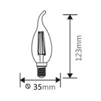 LED Leuchtmittel | E14 Filament | Flamme | C35T | 4W | 400 Lumen | Birne | Lampe | Leuchte | warmweiß (3000 K) 5 Stück