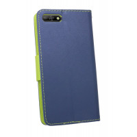 Elegante Buch-Tasche Hülle für HONOR 7S in Blau-Grün (2-Farbig) Leder Optik Fancy Wallet Book-Style Cover Schale