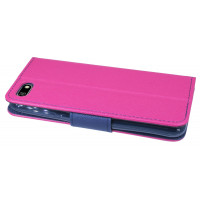 Elegante Buch-Tasche Hülle für Honor 7S in Pink-Blau (2-Farbig) Leder Optik Fancy Wallet Book-Style Cover Schale