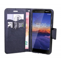 Elegante Buch-Tasche Hülle für das Nokia 3.1 (2018) in Schwarz Leder Optik Wallet Book-Style Cover Schale @cofi1453®