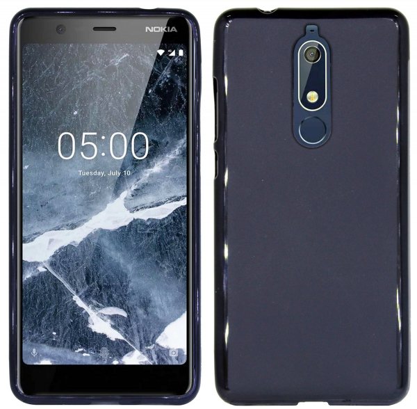 Nokia 5.1 ( 2018 ) // Silikon Hülle Tasche Case Zubehör Gummi Bumper Schale Schutzhülle Zubehör in Schwarz @cofi1453®