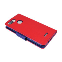 Elegante Buch-Tasche Hülle für das XIAOMI REDMI 6 in Rot-Blau Leder Optik Wallet Book-Style Cover Schale @ cofi1453®
