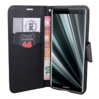 Elegante Buch-Tasche Hülle für das Sony Xperia XZ3 in Schwarz Leder Optik Wallet Book-Style Cover Schale @ cofi1453®
