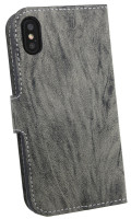 iPhone XS // Buchtasche Hülle Case Tasche Wallet BookStyle mit STANDFUNKTION in Anthrazit @ cofi1453®