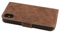 iPhone XS // Buchtasche Hülle Case Tasche Wallet BookStyle mit STANDFUNKTION in Braun @ cofi1453®