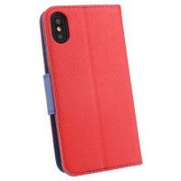 iPhone XS // Buchtasche Hülle Case Tasche Wallet BookStyle mit STANDFUNKTION in Rot-Blau @ cofi1453®