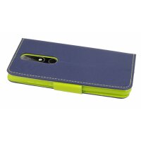 Elegante Buch-Tasche Hülle für das Nokia 5.1 PLUS 2018  in Blau Leder Optik Wallet Book-Style Cover Schale @cofi1453®