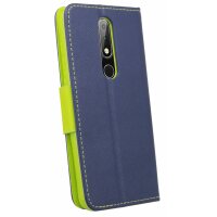 Elegante Buch-Tasche Hülle für das Nokia 5.1 PLUS 2018  in Blau Leder Optik Wallet Book-Style Cover Schale @cofi1453®