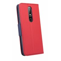 Elegante Buch-Tasche Hülle für das Nokia 5.1 PLUS 2018 in Rot Leder Optik Wallet Book-Style Cover Schale @cofi1453®