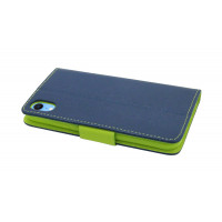 Elegante Buch-Tasche Hülle für iPhone XR in Blau Leder Optik Wallet Book-Style Schale cofi1453®