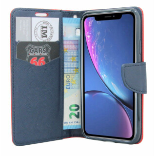 Elegante Buch-Tasche Hülle für iPhone XR in Rot Leder Optik Wallet Book-Style Schale cofi1453®