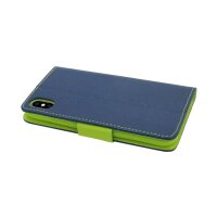 Elegante Buch-Tasche Hülle für iPhone Xs Max in Blau Leder Optik Wallet Book-Style Schale cofi1453®