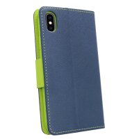 Elegante Buch-Tasche Hülle für iPhone Xs Max in Blau Leder Optik Wallet Book-Style Schale cofi1453®