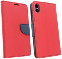 Elegante Buch-Tasche Hülle für iPhone Xs Max in Rot Leder Optik Wallet Book-Style Schale cofi1453®