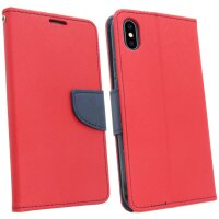 Elegante Buch-Tasche Hülle für iPhone Xs Max in Rot Leder Optik Wallet Book-Style Schale cofi1453®