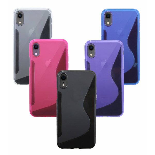 iPhone XR // S-Line TPU SchutzHülle Silikon Hülle Silikonschale Case Cover Zubehör Bumper in Schwarz @ cofi1453®