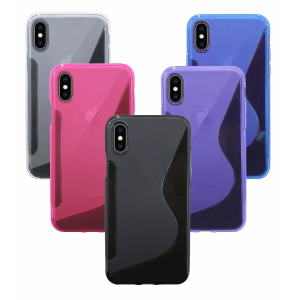 iPhone XS Max // S-Line TPU SchutzHülle Silikon Hülle Silikonschale Case Cover Zubehör Bumper in Schwarz @ cofi1453®