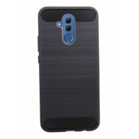 Huawei Mate 20 Lite // Silikon Hülle Tasche Case Zubehör Gummi Bumper Schale Schutzhülle in Carbon-Schwarz @cofi1453®