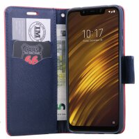 Elegante Buch-Tasche Hülle für das XIAOMI PocoPhone F1 in Rot Leder Optik Wallet Book-Style Cover Schale @ cofi1453®