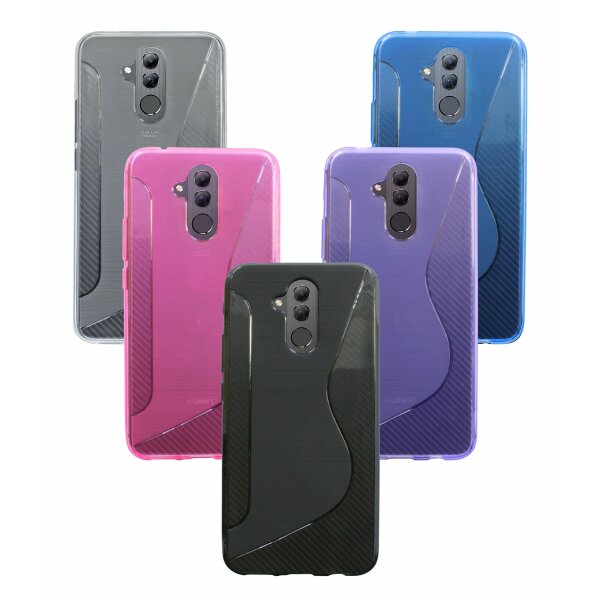 Huawei Mate 20 Lite // S-Line TPU SchutzHülle Silikon Hülle Silikonschale Case Cover Zubehör Bumper in Schwarz @ cofi1453®