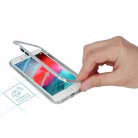 360° Magnet Slim Metall Case Schutz Tasche Handyhülle Handyschale Schutz Silber @cofi1453