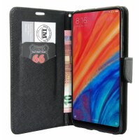 Elegante Buch-Tasche Hülle für das XIAOMI MI MIX 2S in Schwarz Leder Optik Wallet Book-Style Cover Schale @ cofi1453®