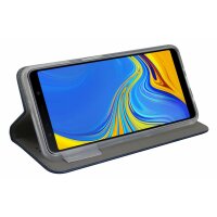 Elegante Buch-Tasche Hülle Smart Magnet für Das SAMSUNG GALAXY A7 2018 (A750F) Leder Optik Wallet Book-Style Cover Schale in Schwarz @cofi1453®