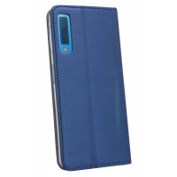 Elegante Buch-Tasche Hülle Smart Magnet für Das SAMSUNG GALAXY A7 2018 (A750F) Leder Optik Wallet Book-Style Cover Schale in Blau @cofi1453®