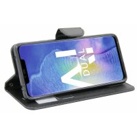 Elegante Buch-Tasche Hülle für das HUAWEI MATE 20 PRO in Schwarz Leder Optik Wallet Book-Style Cover Schale cofi1453®