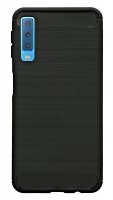 Samsung Galaxy A7 2018 (A750F) // Silikon Hülle Tasche Case Zubehör Gummi Bumper Schale Schutzhülle in Carbon-Schwarz @cofi1453®