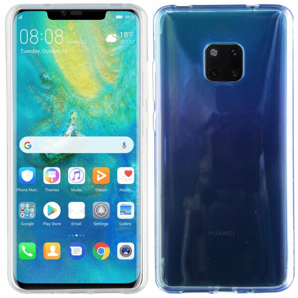 Huawei Mate 20 Pro // Silikon Hülle Tasche Case Zubehör Gummi Bumper Schale Schutzhülle Zubehör in Transparent @cofi1453®