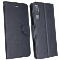 Elegante Buch-Tasche Hülle Fancy für das Samsung Galaxy A7 2018 ( A750F ) in Schwarz Wallet Book-Style Schale @ cofi1453®