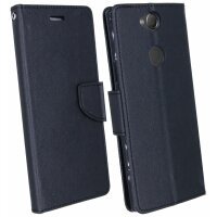 Elegante Buch-Tasche Hülle für das Sony Xperia XA2 PLUS in Schwarz Leder Optik Wallet Book-Style Cover Schale @ cofi1453®