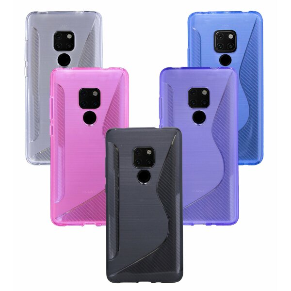 Huawei Mate 20 // S-Line TPU SchutzHülle Silikon Hülle Silikonschale Case Cover Zubehör Bumper in Schwarz @ cofi1453®